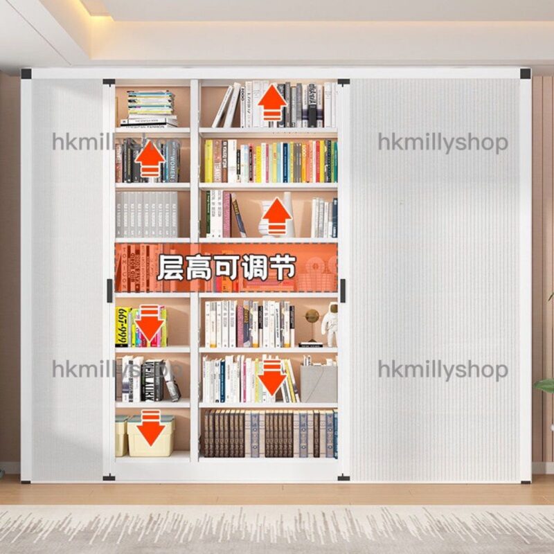 A&1399金屬書櫃 書架 帶防塵門 推拉門 趟門櫃 雜物櫃 儲物櫃 多層收納櫃 置物架 貨架 展示架 防灰塵櫃子 - Image 3