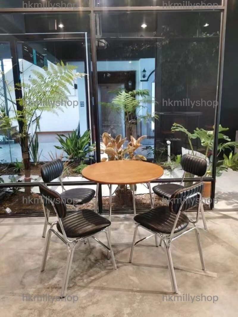 A&1403實木松木餐枱 不鏽鋼桌腿 餐椅 餐桌 食飯枱 圓形飯桌 會議桌 洽談桌 簡約時尚 可定制尺寸 全新包送貨 - Image 3