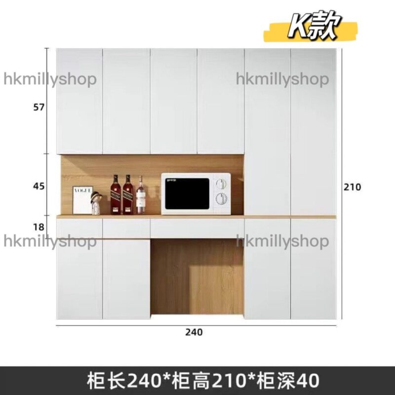 A&1409餐枱餐邊櫃組合 嵌入式酒櫃 多功能儲物櫃 隔斷櫃 餐桌櫃 茶水櫃 收納櫃 可訂製尺寸 全新包送貨 - Image 10