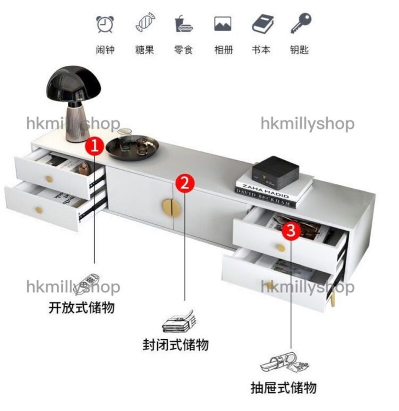 A&1415電視櫃 落地櫃 電視機櫃茶几櫃 咖啡櫃組合櫃 客廳收納櫃 - Image 9