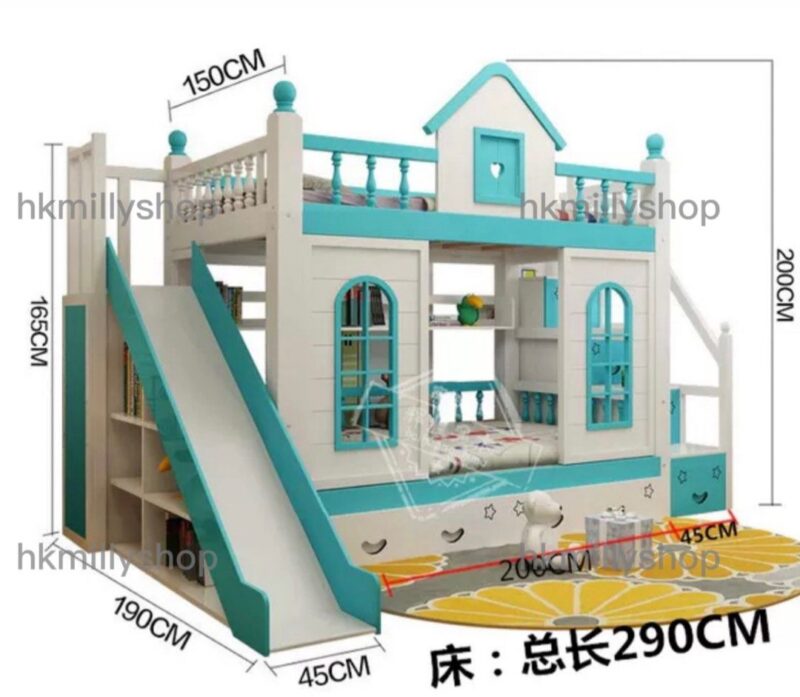 A&1432實木床 兒童床 城堡床架 多功能組合床 滑梯床 雙層床 上下床 子母床 上下格床 公主床 - Image 11