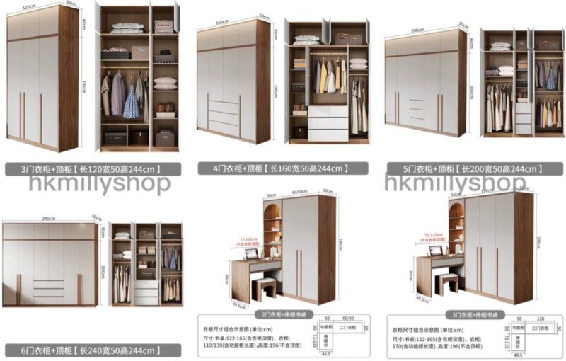 A&1443衣櫃書枱化妝桌一體櫃 轉角收納櫃 L型大衣櫃 - Image 9