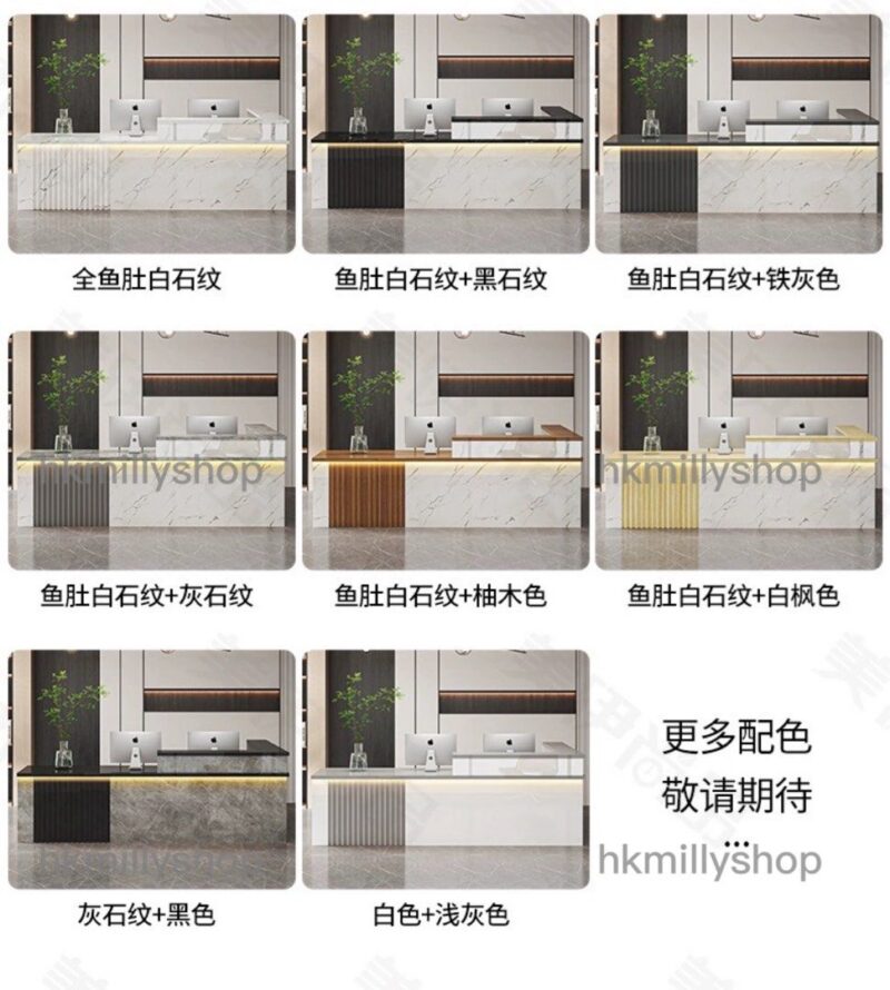 A&1444訂造收銀枱轉角台L型桌子迎賓檯公司前台服裝店門店吧枱定製接待枱大型辦公台 - Image 9