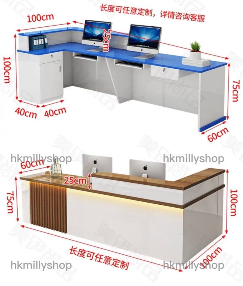 A&1444訂造收銀枱轉角台L型桌子迎賓檯公司前台服裝店門店吧枱定製接待枱大型辦公台 - Image 11