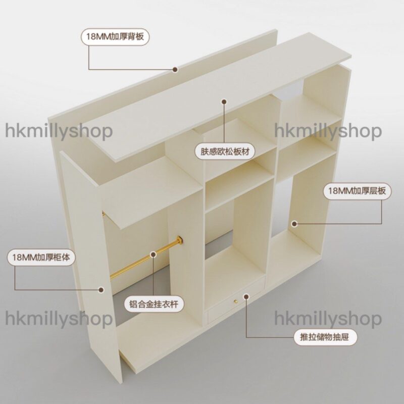 A&1450加厚背板ENF級歐鬆板材質趟門衣櫃 - Image 7