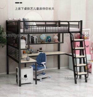 A&1453可訂製尺寸高架床 鐵架床書桌一體 上床下枱 半高床 碌架床 工人床 單人床 雙人床 上下床 閣樓床 加厚加強承重 全新包送貨