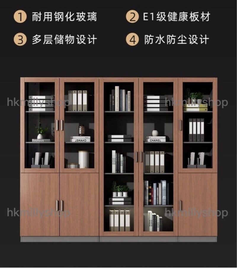 A&1454書櫃 文件櫃 儲物櫃 收納櫃 高身櫃 檔案櫃 帶門玻璃櫃 辦公室櫃子 雜物櫃 儲物架 落地置物櫃 - Image 5