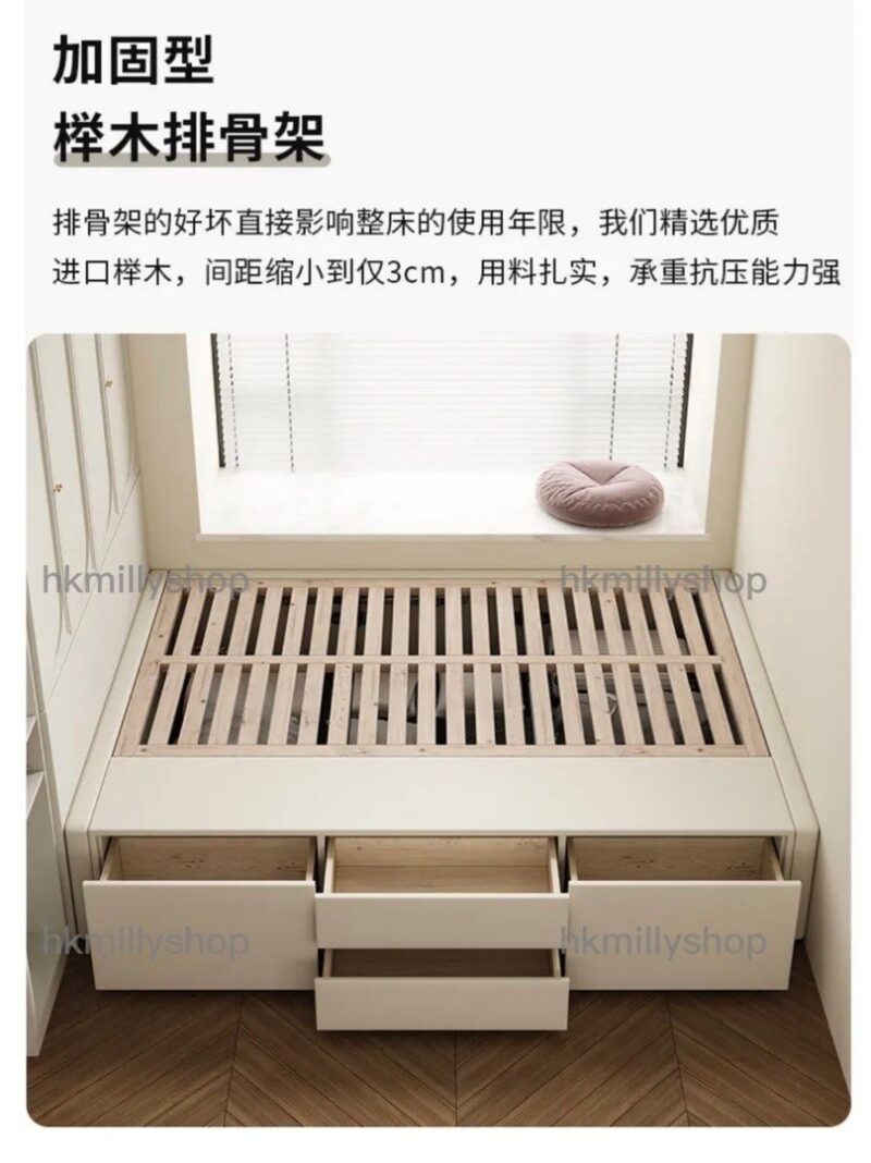 A&1455可訂製尺寸油壓床 全實木床 儲物床氣壓床 榻榻米 抽屜櫃 櫃桶床 收納床 高箱床 側開床 皮質床 - Image 8