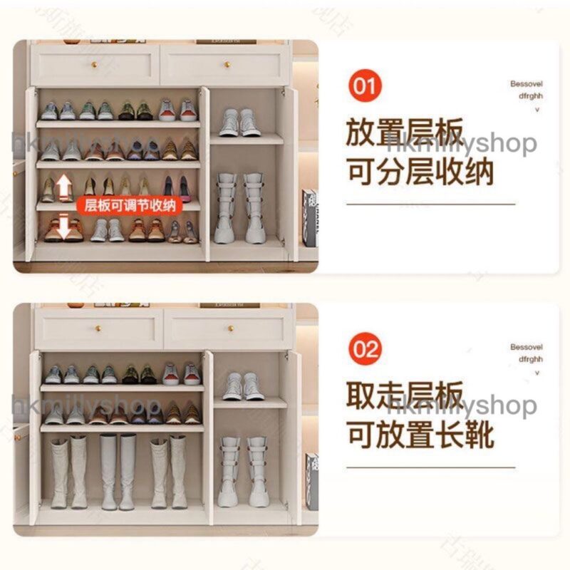 A&1462可訂製尺寸高身鞋櫃 換鞋凳鞋架組合櫃 實木生態板儲物櫃 - Image 4