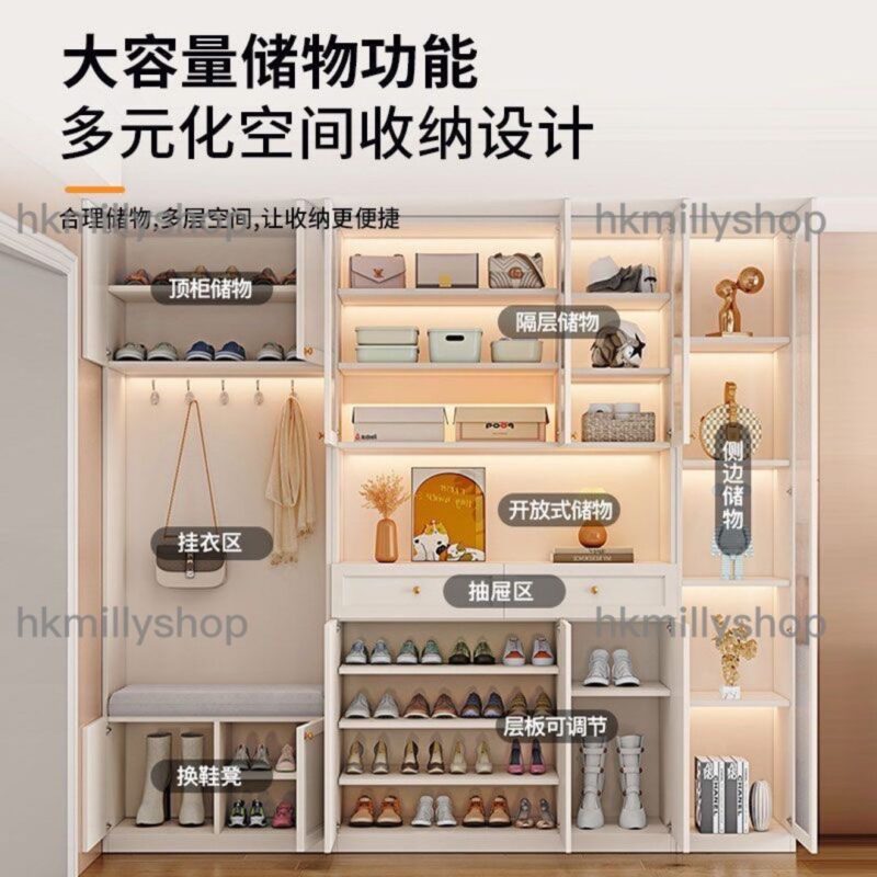 A&1462可訂製尺寸高身鞋櫃 換鞋凳鞋架組合櫃 實木生態板儲物櫃 - Image 3
