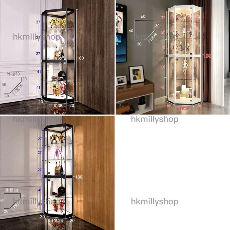 A&1477免安裝玻璃展示櫃 角櫃 酒櫃 邊櫃 鋼化玻璃櫃 透明櫃 模型櫃 手辦櫃 樂高櫃 收納櫃 置物櫃 - Image 9