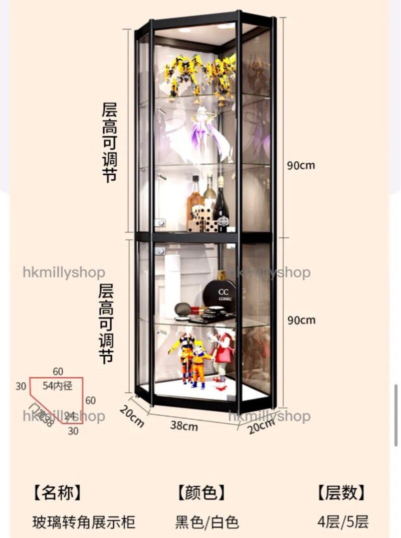 A&1477免安裝玻璃展示櫃 角櫃 酒櫃 邊櫃 鋼化玻璃櫃 透明櫃 模型櫃 手辦櫃 樂高櫃 收納櫃 置物櫃 - Image 11
