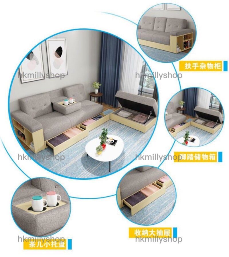 A&1479訂製顏色日式沙發床 布藝梳化床 科技皮沙發床 榻榻米單人沙發床 雙人梳化床 - Image 4