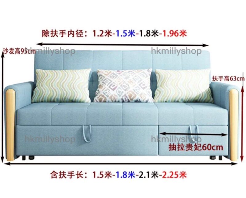 A&1483訂製顏色儲物沙發床 布藝梳化床 科技布沙發床 - Image 10