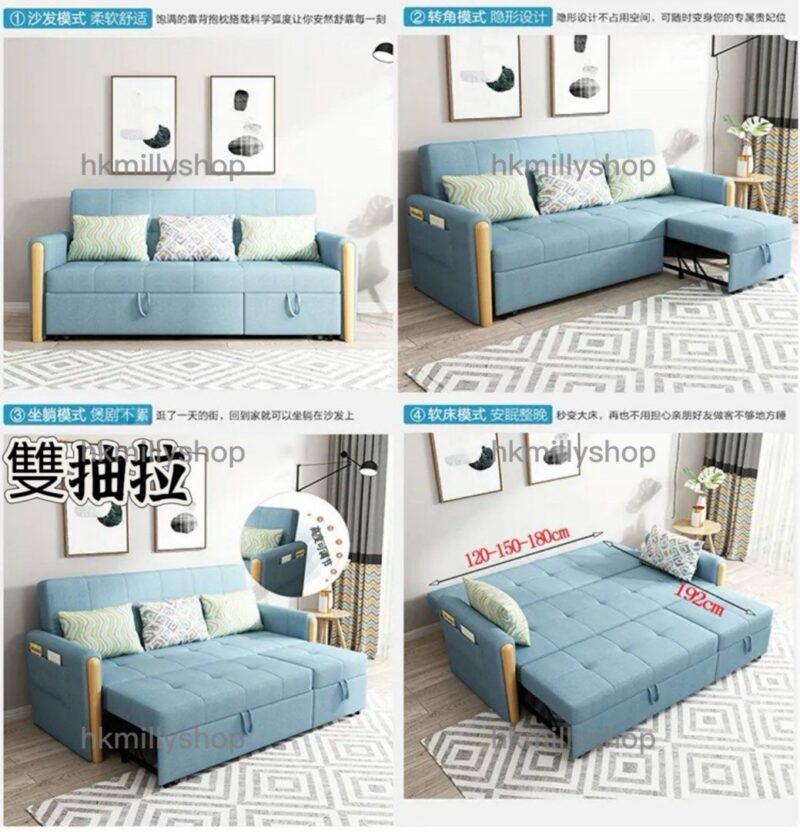 A&1483訂製顏色儲物沙發床 布藝梳化床 科技布沙發床 - Image 3