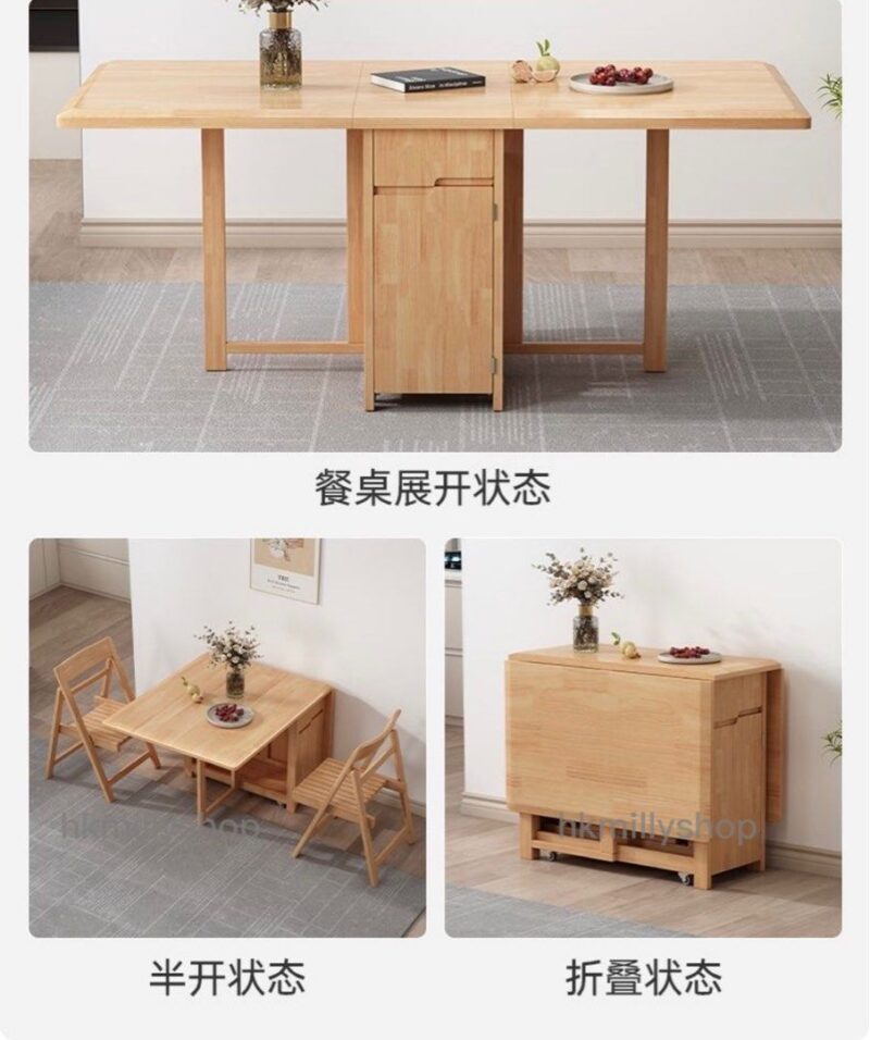 A&1510全實木橡膠木餐桌邊櫃組合櫃一體櫃 - Image 9