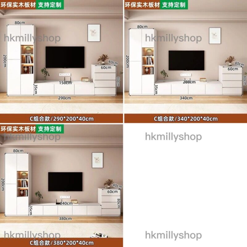 A&1517可訂製尺寸電視櫃邊櫃組合高身櫃 實木生態板落地櫃 客廳收納櫃 儲物櫃 櫃桶櫃 邊櫃 組合櫃 多色選擇電視機櫃 全新包送貨 - Image 9