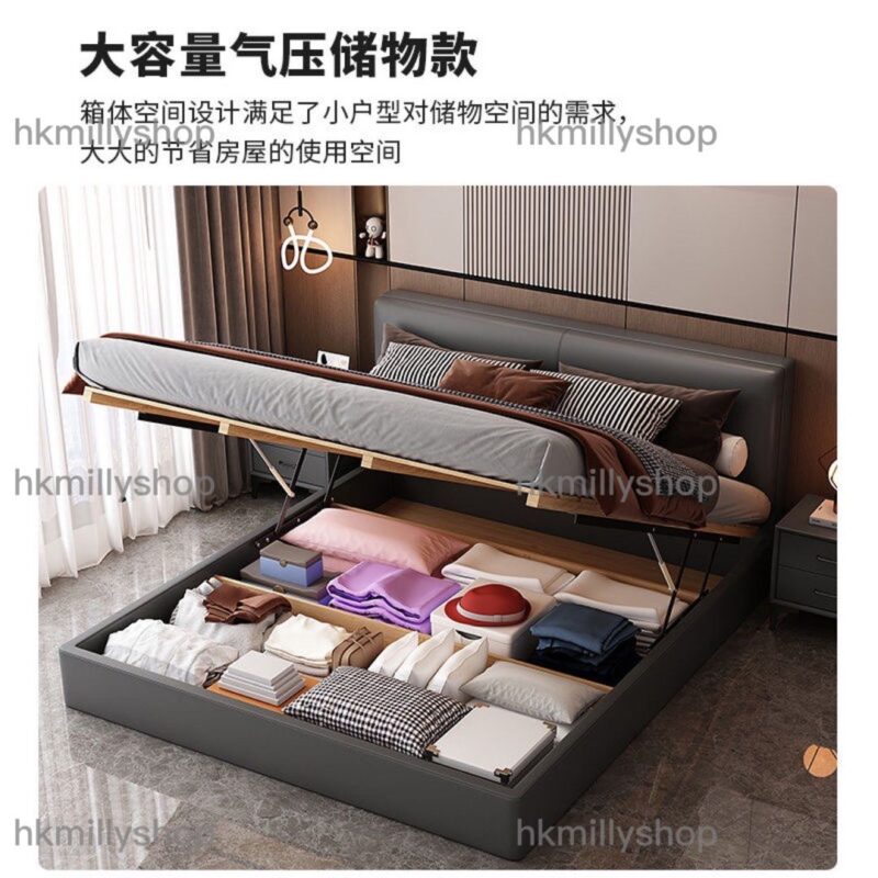 A&1520油壓床儲物床 框架床 雙人床 四呎床 五呎床 Queen size bed 氣壓床 液壓床 科技佈床頭軟靠 收納床架全新包送貨 - Image 6