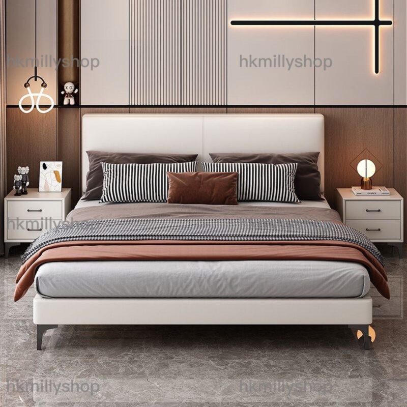 A&1520油壓床儲物床 框架床 雙人床 四呎床 五呎床 Queen size bed 氣壓床 液壓床 科技佈床頭軟靠 收納床架全新包送貨