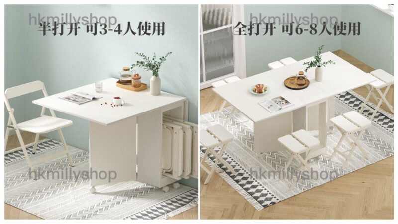 A&1592免安裝摺疊餐桌 蝴蝶枱 摺枱 餐桌餐椅組合 小戶型專用省空間 - Image 3