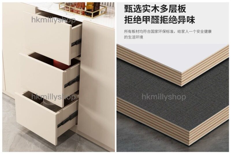 A&1571餐邊櫃吊櫃展示櫃 碗櫃 櫥櫃 玻璃櫃 茶水櫃 客廳收納櫃 酒櫃 高櫃 廚房置物櫃 靠墻櫃 高身櫃 頂天立地櫃子岩板檯面 雲石枱面 - Image 8
