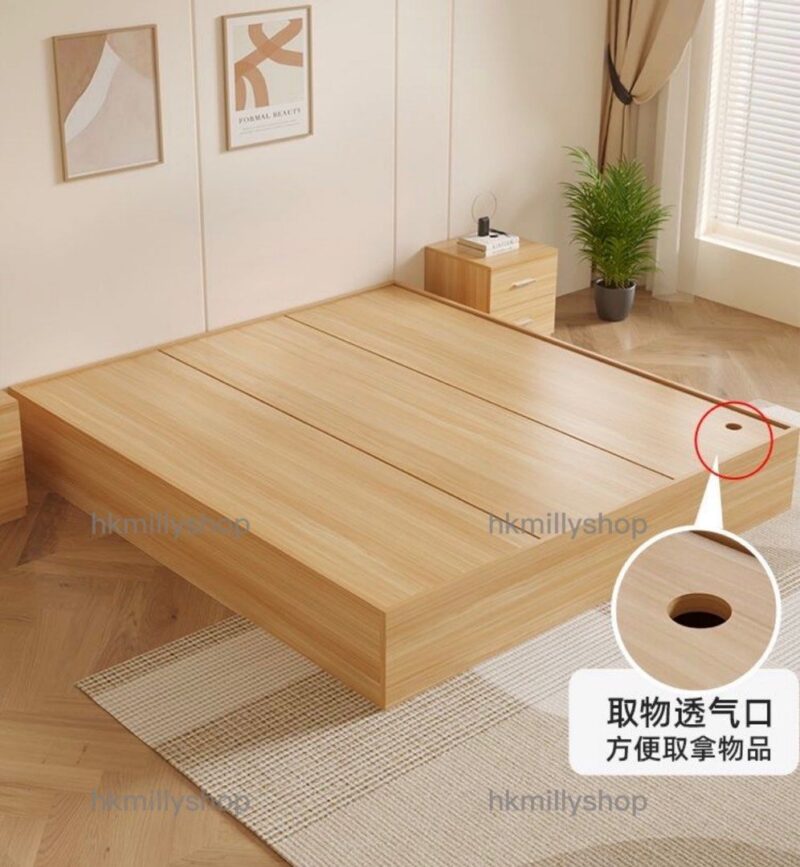 A&1574實木榻榻米床架 儲物床 抽屜床 雙人床 Queen size bed 高箱儲物床 櫃桶床 無床頭平面床Bed - Image 5