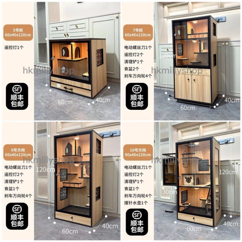 A&1575豪華貓屋 貓咪別墅貓爬架 實木貓籠 貓別墅 三層四層貓櫃 - Image 9