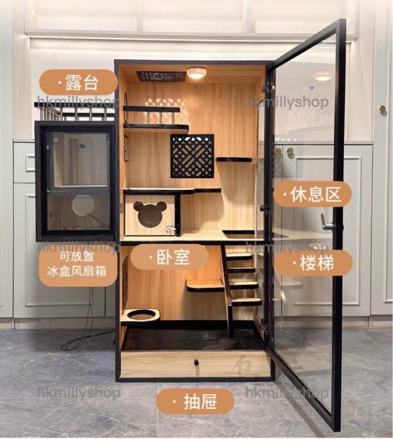 A&1575豪華貓屋 貓咪別墅貓爬架 實木貓籠 貓別墅 三層四層貓櫃 - Image 3