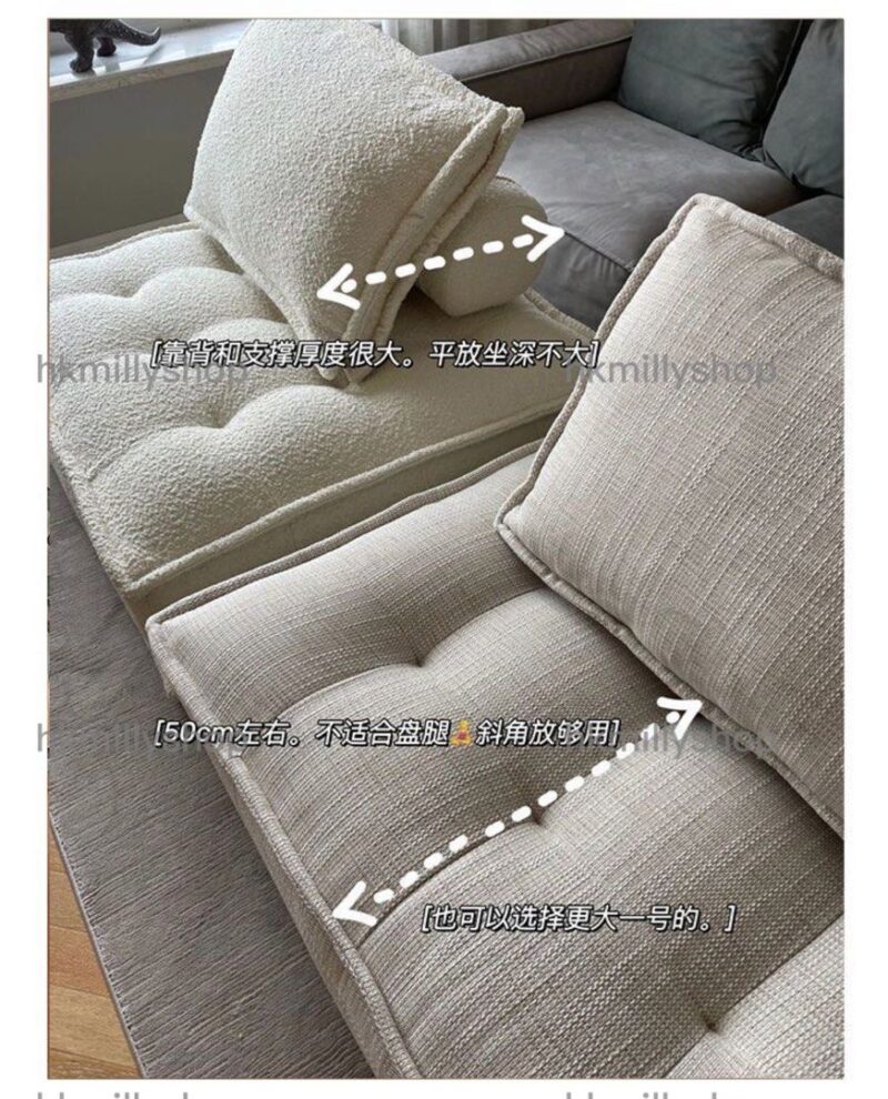A1602貓抓皮科技佈羊羔絨荷蘭絨棉麻布藝方塊沙發懶人沙發榻榻米梳化落地沙發 - Image 6