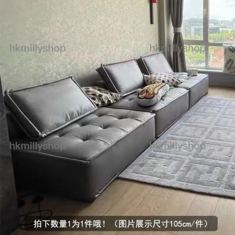 A1602貓抓皮科技佈羊羔絨荷蘭絨棉麻布藝方塊沙發懶人沙發榻榻米梳化落地沙發 - Image 2