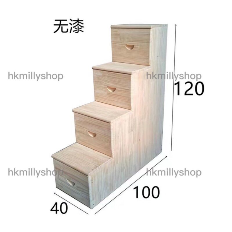 A&1604實木抽屜梯櫃 高架床側面正面樓梯 櫃桶櫃 爬梯 抽屜櫃 儲物樓梯 書架 多層收納架 - Image 7