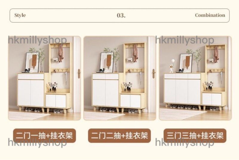 A&1626實木鞋櫃換鞋凳一體櫃 大容量鞋櫃收納櫃 掛衣櫃 掛衣架 入門玄關櫃 儲物櫃 衣帽櫃 - Image 3