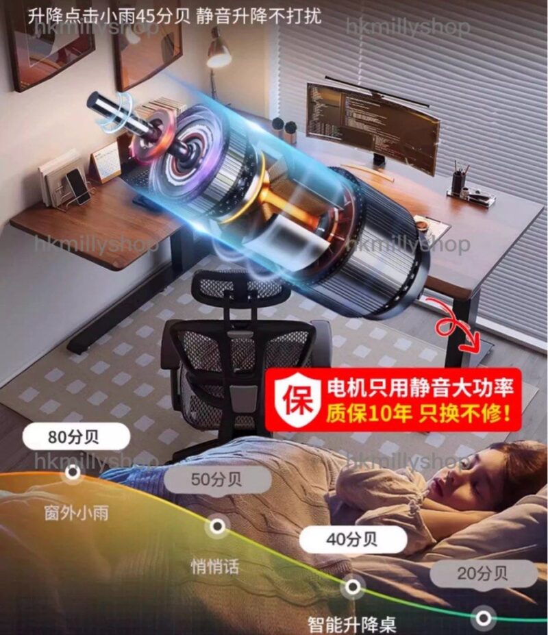 A&1672實木轉角電動升降桌 雙摩打 辦公枱L型桌子 書桌 學習桌 電腦桌 電競枱 辦公桌 工作台 - Image 7