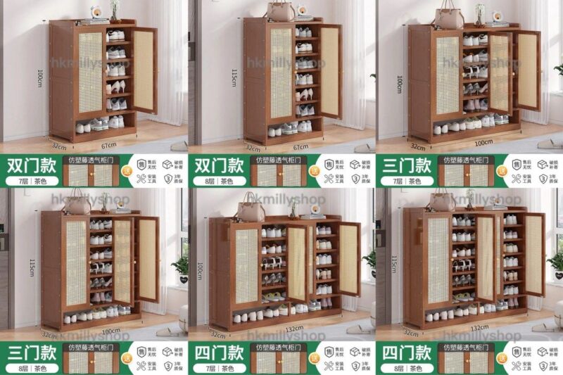 A&1719實木鞋櫃 大容量鞋架 入門儲物櫃 玄關櫃 隔斷櫃 多層收納櫃 - Image 10