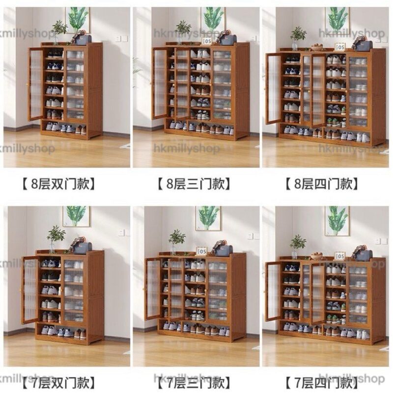 A&1719實木鞋櫃 大容量鞋架 入門儲物櫃 玄關櫃 隔斷櫃 多層收納櫃 - Image 5