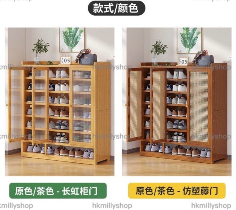 A&1719實木鞋櫃 大容量鞋架 入門儲物櫃 玄關櫃 隔斷櫃 多層收納櫃 - Image 6