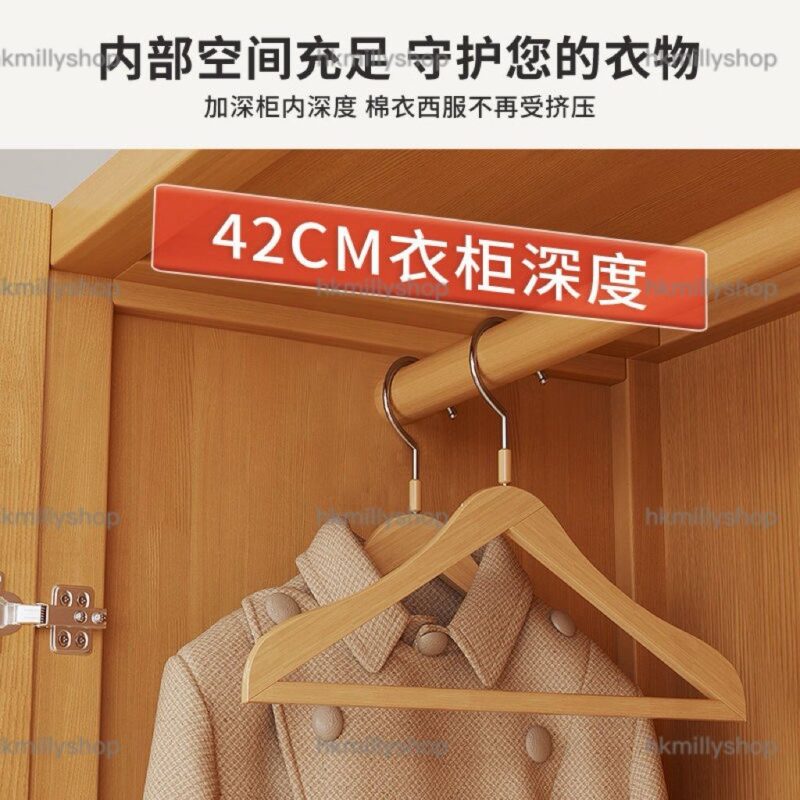 A&1727實木衣櫃 簡易衣帽櫃 掛衣架 臥室置物櫃 衣物收納櫃 衣櫥 藤編衣櫃門 對開門衣櫃 楠竹材質全新包送貨 - Image 5
