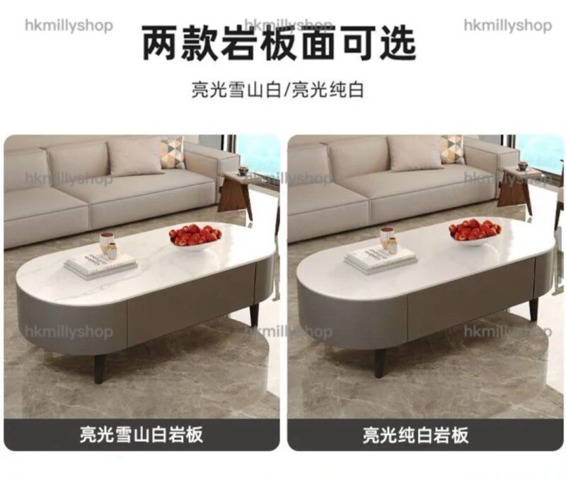 A&1736岩板茶几 大容量抽屜櫃 雲石檯面圓角PU皮包邊防撞 - Image 7