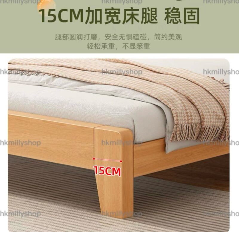 A&1780實木床加固耐用穩陣雙人床床頭軟包靠背實木鋪板床架榻榻米床架加床頭櫃床褥一體全新包送貨 - Image 8