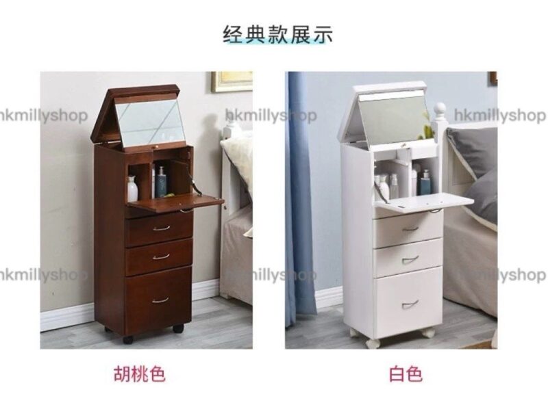 A&1794免安裝梳妝枱 多功能化妝枱 化妝品收納櫃 大容量床頭櫃帶鏡子 - Image 3