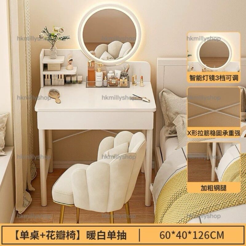 A&1797梳妝枱 化妝枱 化妝品收納櫃 大容量床頭櫃帶鏡子 - Image 5
